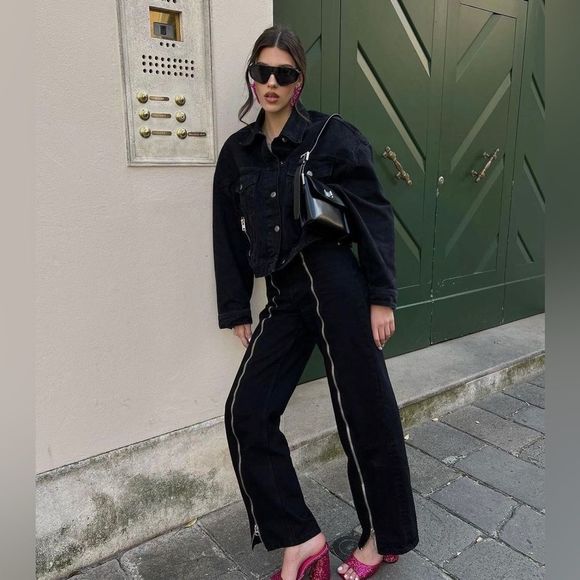 ZARA NEW WOMAN SS23 BLACK ZW THE FULL LENGTH JEANS REF:9632/057/075/17 - Picture 1 of 10